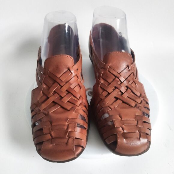 Aerosoles Sandals Size 6 Closed Toe Brown Woven Comfort Leather Huarache Flats - Picture 5 of 10